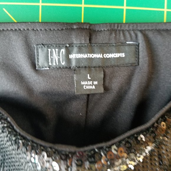 INC Macys Sequined Skinny Ankle Pants~L - Picture 4 of 11